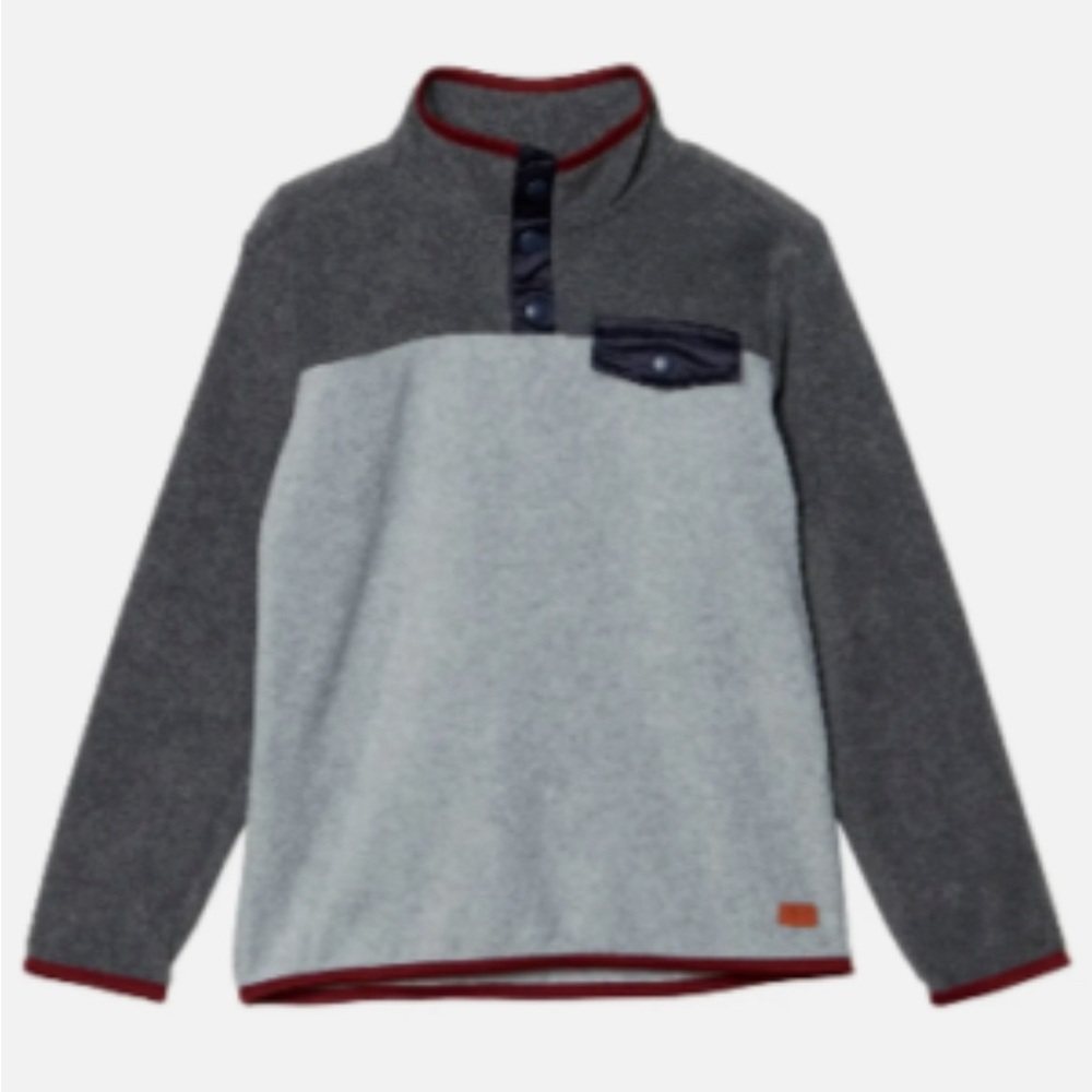 7 For All Mankind Boys Gunmetal Gray White Quarter zip/buttons
